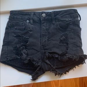 Black American Eagle Hi-Rise Shortie Shorts